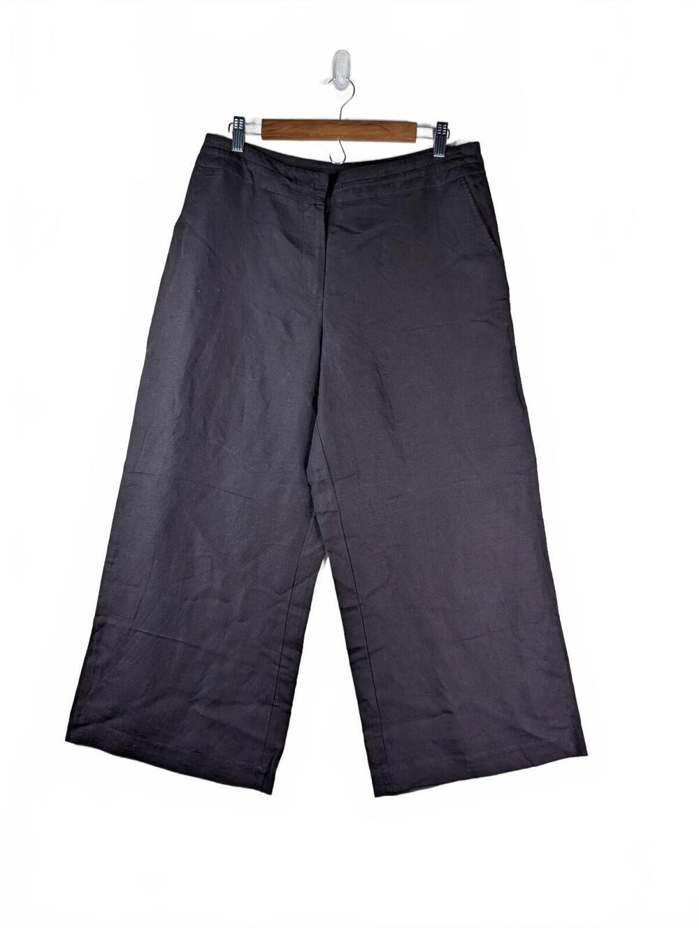 New York & Company Chocolate Brown Linen Blend Cropped Pants Size 12